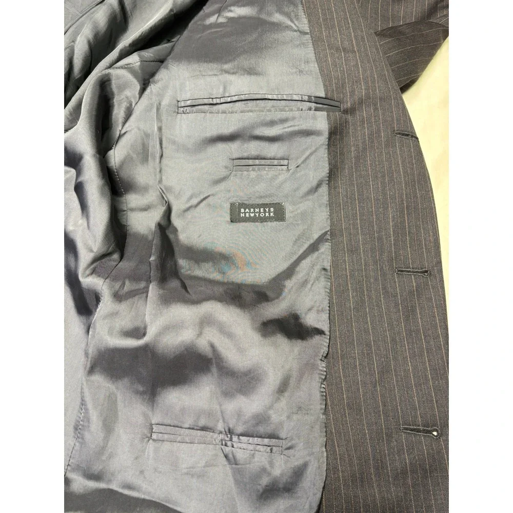 Hugo‎ Boss Einstein Sigma Pinstripe Suit 100% Virgin Wool Grey 42R W36 L30 USA